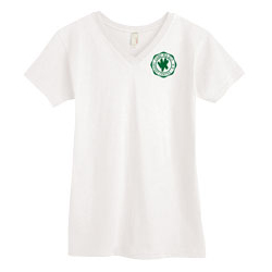 Ladies V-Neck Cotton Tee with Traditional Logo