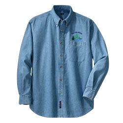 Men's LS Denim Shirt with Bridge and Deer Isle Maine